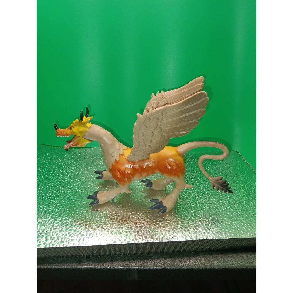 SDE Shantou China Fantasy Winged Dragon Figure 8.5” Orange Yellow